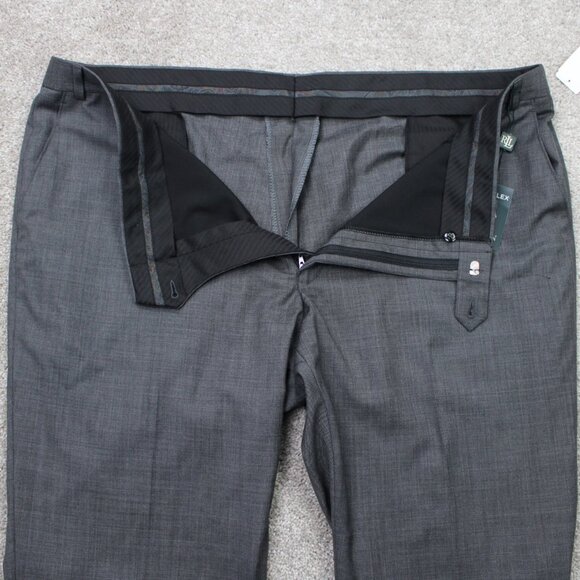 LAUREN Ralph Lauren Suit Separate Pants NWT Mens 46 Gray Ultraflex Wool Unhemmed - Picture 14 of 16
